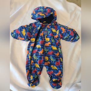 Jojo Maman Bebe 3-6 month fleece lined all in one navy dino waterproof fleece.